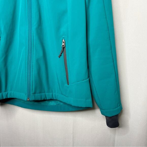 FREE COUNTRY / teal blue faux fur lined full zip hooded jacket / L - Picture 5 of 7